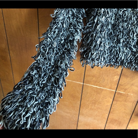 For Love and Lemons Knitz Joplin Shaggy Gray Black Fuzzy Sweater Pullover XS EUC - Picture 8 of 12